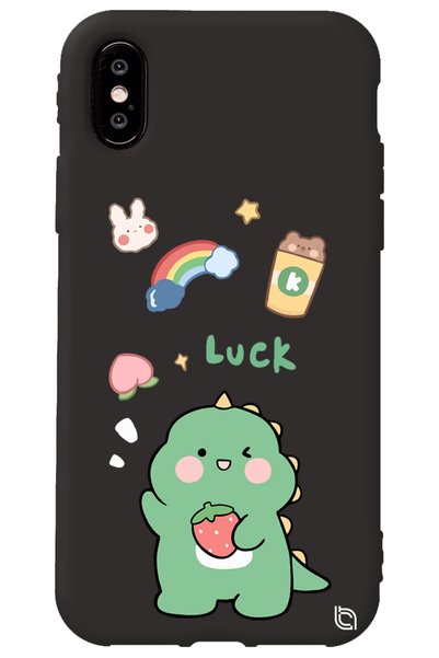 WANNA PROTECT iPhone XS Black Color Dinosaur Velvet Patterned Silicone Phone ...