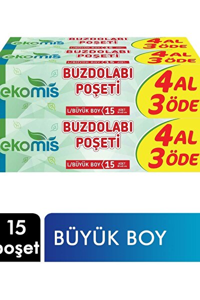 Ekomis Marka: Buzdolabı Poşeti 4 Al 3 Öde Büyük Boy 4 X 15'li 8680264827807 K...