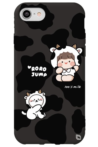 WANNA PROTECT iPhone 7 Black Color Cow Inside Velvet Patterned Silicone Phone...