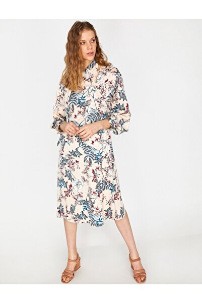 Koton Ecrufarbenes Damenkleid 9YAK88162PW