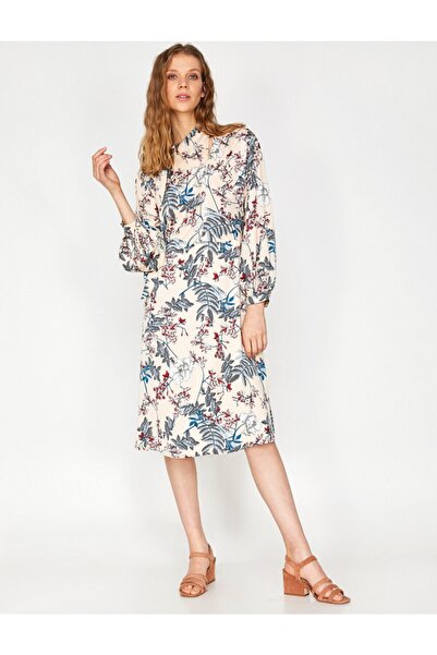 Koton Ecrufarbenes Damenkleid 9YAK88162PW