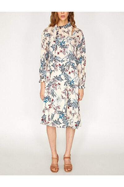 Koton Ecrufarbenes Damenkleid 9YAK88162PW