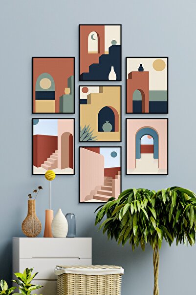 ÖZCANLAR ÇERÇEVE Çerçevesiz Çerçeve Görünümlü Minimal Abstract7 Parça Mdf Yen...