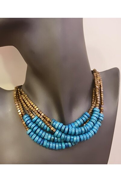 HOSBUTIK Antik Mavi Tasarım Kolye