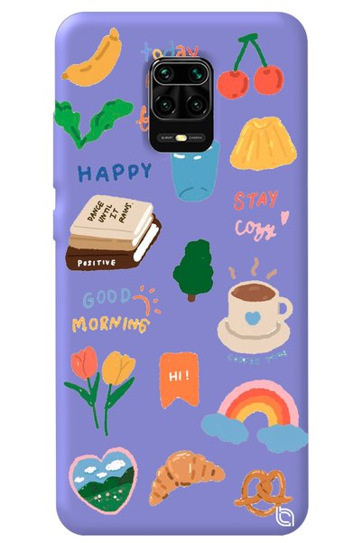 WANNA PROTECT Xiaomi Redmi Note 9S Lilac Colored Sticker Velvet Patterned Sil...