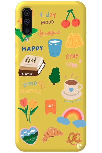 WANNA PROTECT Silicone Phone Case for Samsung Galaxy A70 Yellow Color Sticker...