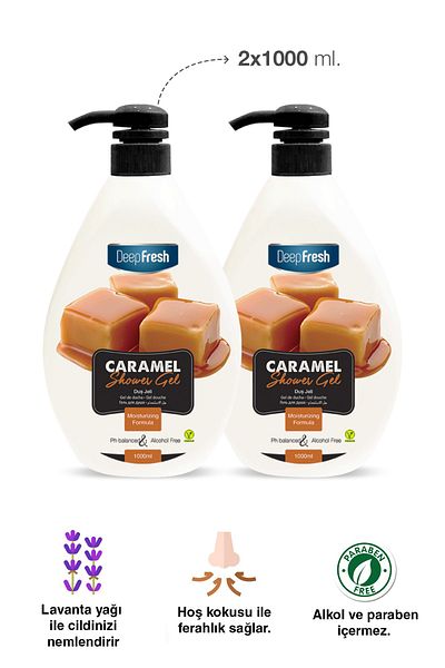 Deep Fresh Caramel Shower Gel 1 lt x 2 Pieces