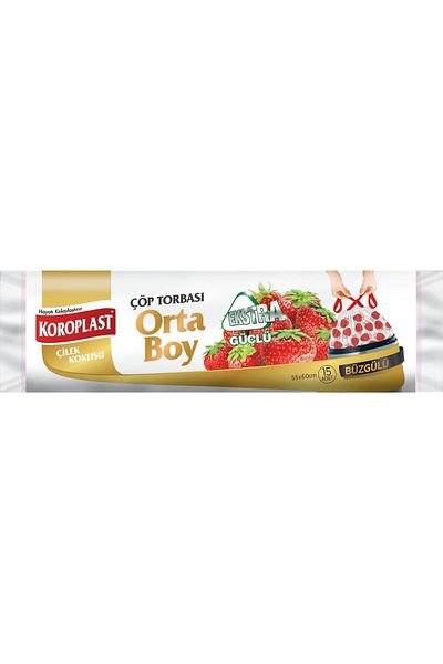 Koroplast Pack of 15 Medium Size Strawberry Scented Drawstring Garbage Bags