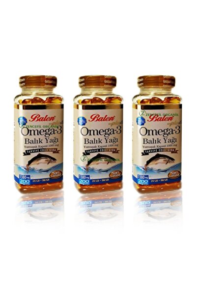 Balen 3 Kutu Omega 3 Balık Yağı Hapı Kapsülü Yeni Ürün 200lük Boy