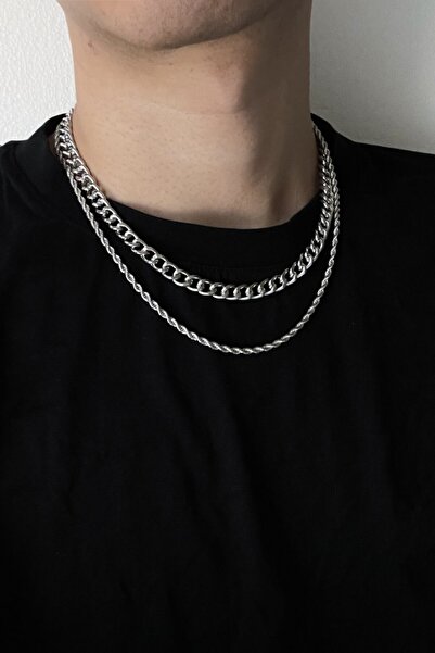 Bluem مجموعة سلسلة مزدوجة من الفولاذ المقاوم للصدأ - سلسلة رجالية مستوردة من ...