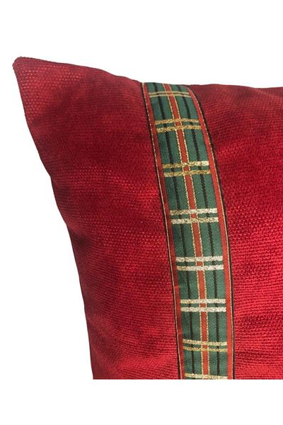 Alacastore New Year Christmas Themed Red Throw Pillow Cover with Side Stripes