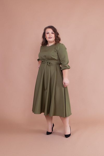 Bidoluelbise Women's Khaki Plus Size Midi Dress