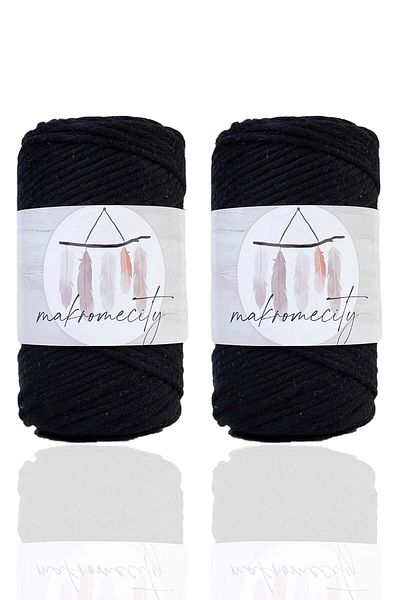 Makromecity Premium Tearable Macrame Twine 3mm Single Twist Makrame Tearable Hobby Twine Σετ 2 τεμαχίων 2 τμχ Μαύρο