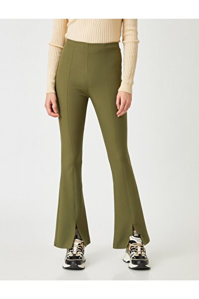 Koton Flared Leg High Waist Trousers with Slits on the Legs