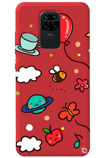 WANNA PROTECT Xiaomi Redmi Note 9 Red Color Bee Balloon Inside Velvet Pattern...