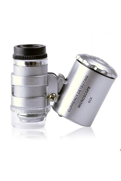 Crdc 60X Portable Microscope Led Uv Light Jeweler Mini Pocket Magnifier