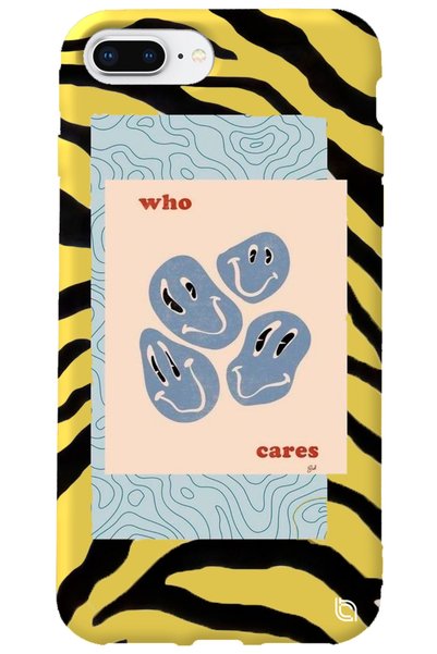WANNA PROTECT iPhone 7 Plus Yellow Colored Who Cares Velvet Patterned Silicon...