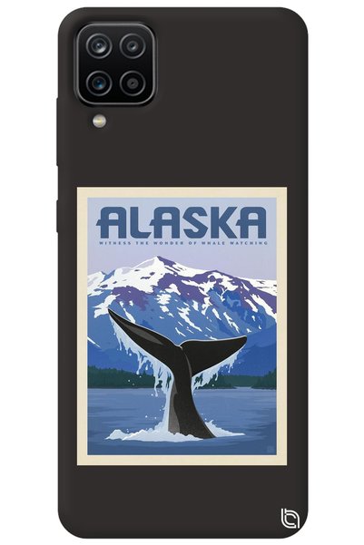 WANNA PROTECT Samsung Galaxy A12 Black Color Alaska Velvet Patterned Silicone...