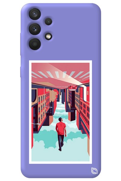 WANNA PROTECT Samsung A32 Lilac Color Inverted City Velvet Patterned Silicone...