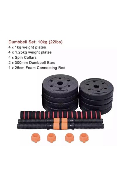 HEPİTOP Halter Ve Dambıl Seti Fonksiyonel Ağırlık Ve Vücut Geliştirme Aleti 10kg