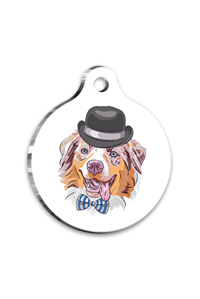 Pet Tag Art علامة كلب مستديرة من الشيفرد الأسترالي مقاس كبير 3.8 سم
