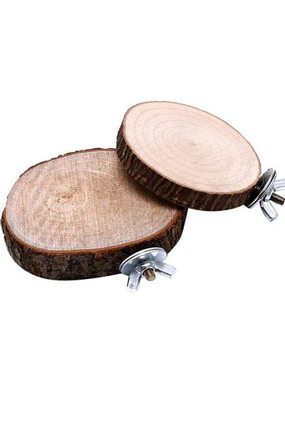 Alyones Set of 2 Natural Round Wooden Bird Stand, Canary Hamster Gerbil Rat Chinchilla Squirrel Cage Platform