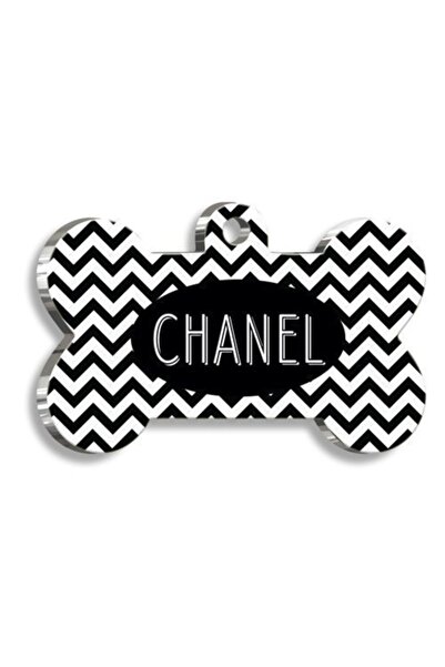 Pet Tag Art علامة كلب قطة سوداء متعرجة على شكل عظمة كبيرة: 3.8 سم