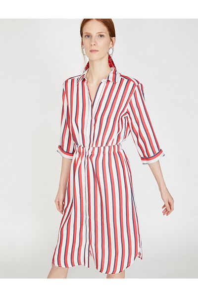Koton Women's Red Striped Dress 9YAK88886PW