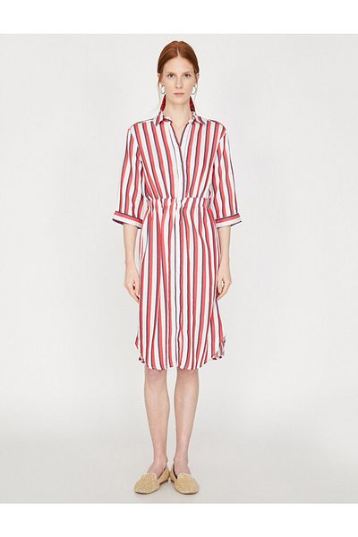 Koton Women's Red Striped Dress 9YAK88886PW
