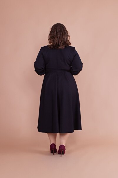 Bidoluelbise Γυναικείο μαύρο φόρεμα μίντι