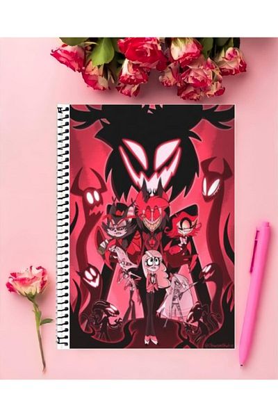 ROLLAS STORE Hazbin Hotel Anime Notebook 1 Piece Special Design A4 Size 21*29 Cm Wired Striped Notebook