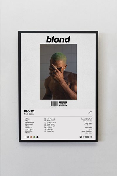 House Gorgeous Album Frank Ocean Blond Poster Spotify cu design album fără rame