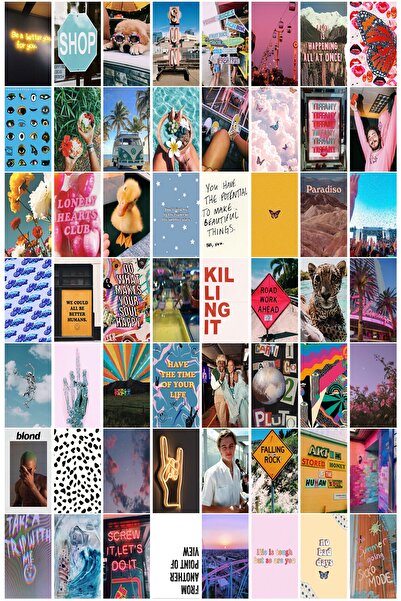 Buka Shops Aesthetic Boujee Collage 60'lı Poster Duvar Posteri Seti