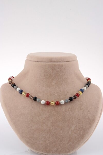 OSMANLI DEĞERLİ TAŞ Öğrenci Kolyesi Kehribar-akik-lapis-labradorit-havlit-pembe Kuvars-dumanlı Kuvars-kaplan Gözü