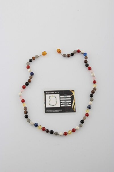 OSMANLI DEĞERLİ TAŞ Öğrenci Kolyesi Kehribar-akik-lapis-labradorit-havlit-pembe Kuvars-dumanlı Kuvars-kaplan Gözü