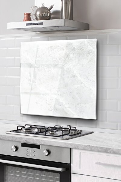 PRATİK DEKOR مقعد واقي زجاجي منقوش بالرخام مقاس 50 × 50 سم - مدمج في الموقد ا...