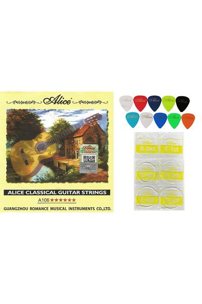 Alice Professional Guitar String and 10 Pieces Plectrums Set