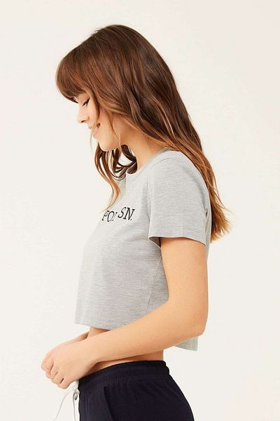 U.S. Polo Assn. Γυναικείο κοντό μπλουζάκι σε γκρι μελανζέ 16609
