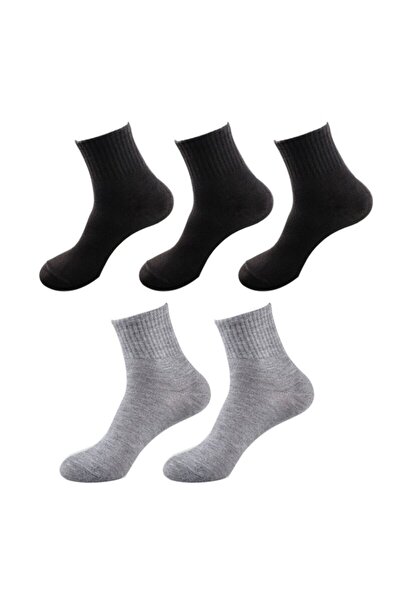 çorapmanya 5 Çift Kadın Siyah-gri Kolej Tenis Çorap