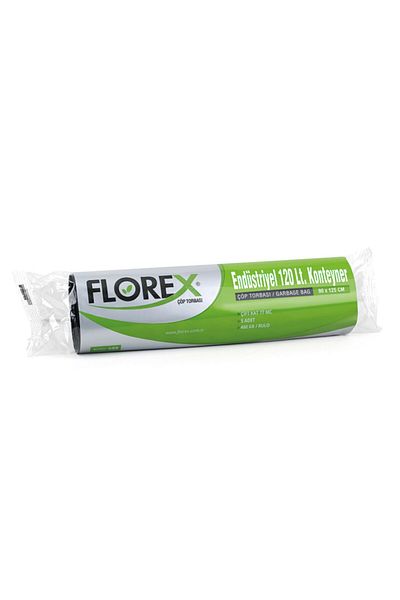 Florex Industrial 120lt Container Black Garbage Bag 20 Rolls