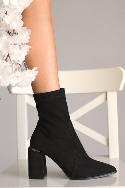 Lİmar Shoes Black Sitrej Pointed Toe Women's Heeled Boots