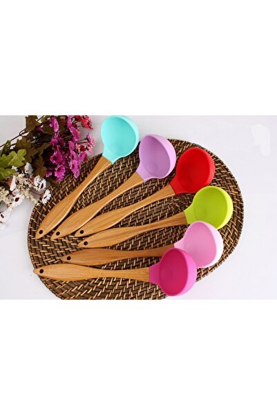 EminHome Silicone Wooden Handle Serving Ladle