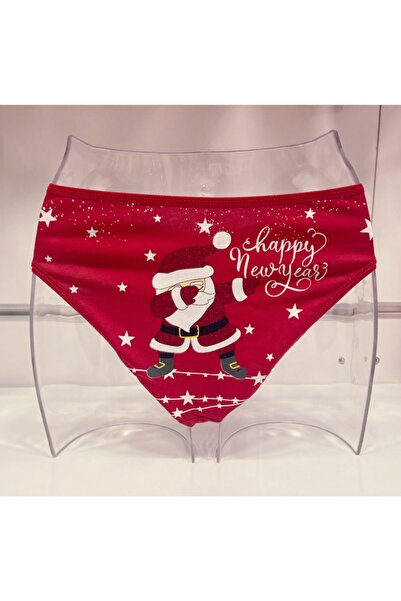 Güneş toka pijama Yılbaşı Noel Baba Desenli Sim Detaylı Kırmızı Renk Külot