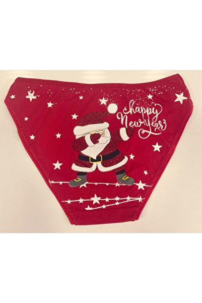 Güneş toka pijama Yılbaşı Noel Baba Desenli Sim Detaylı Kırmızı Renk Külot