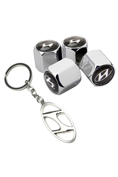 GARDENAUTO هيونداي Ix35 غطاء صمام كروم ملون 4 قطع وسلسلة مفاتيح كروم