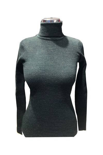 EPATAGE Pulover de damă, verde închis, cu gât țesut