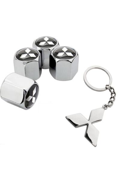 GARDENAUTO ميتسوبيشي سبيس واجون غطاء صمام كروم ملون 4 قطع وسلسلة مفاتيح كروم