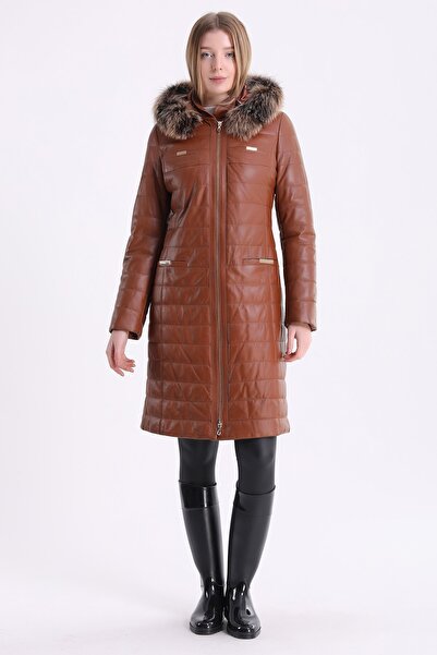 Leather Club Kahve Fox Aksesuarlı Deri Kaban