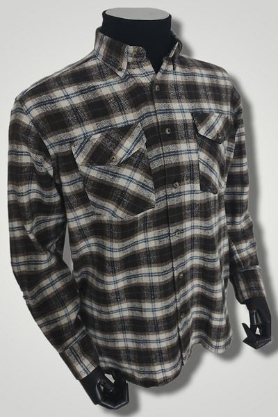 Marca Uno Men's Double Pocket Lapel Buttoned Plus Size Lumberjack Winter Shirt