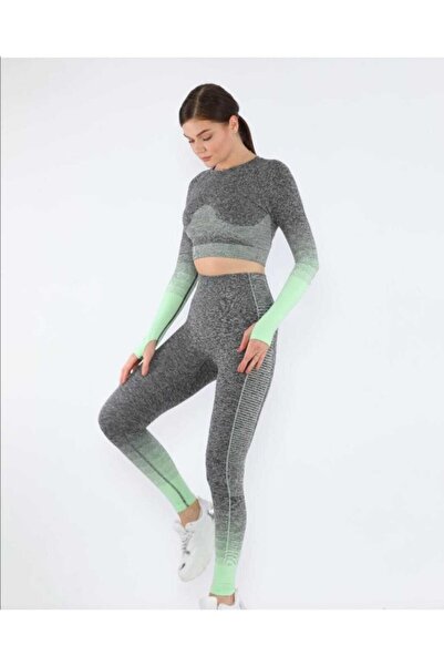 MAGZA Gray Green Recovery Push Up Long Leggings Set